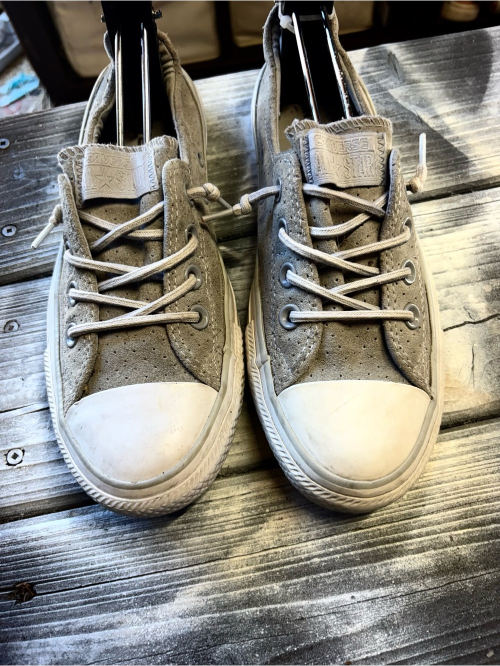 Converse Chuck Taylor All Star Pro Leather Sneakers in gray & brown W 8